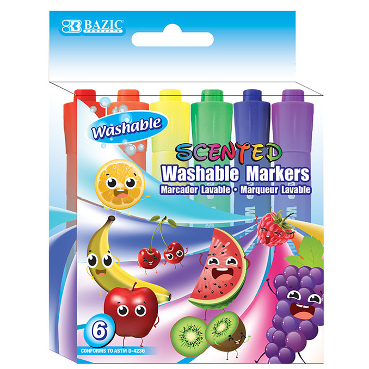 BAZIC 6 Colors Washable Scented Markers