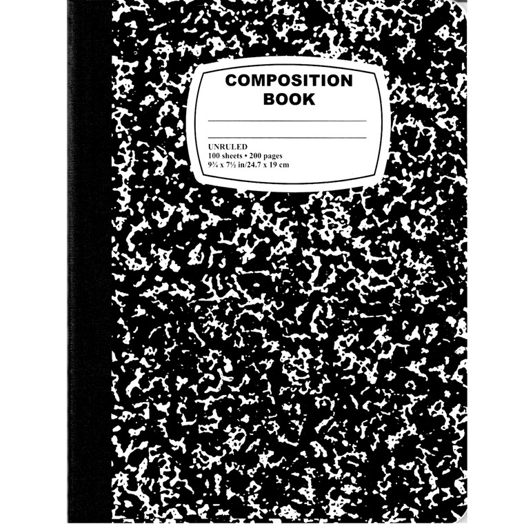 Composition Notebook, unruled, 100 Sheets, Black, 48 units per case