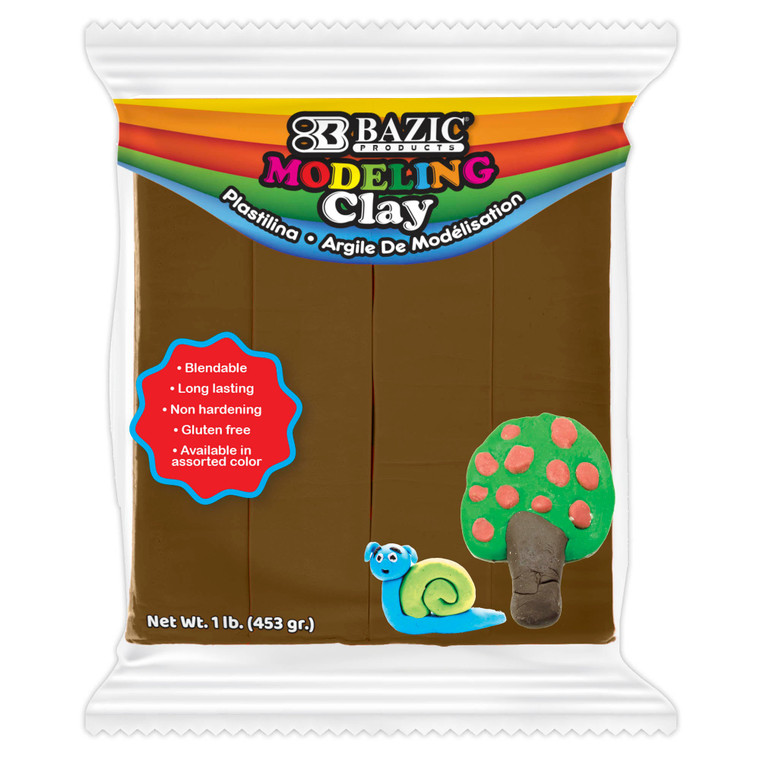 BAZIC 1 lb Brown Modeling Clay, 24 units per case