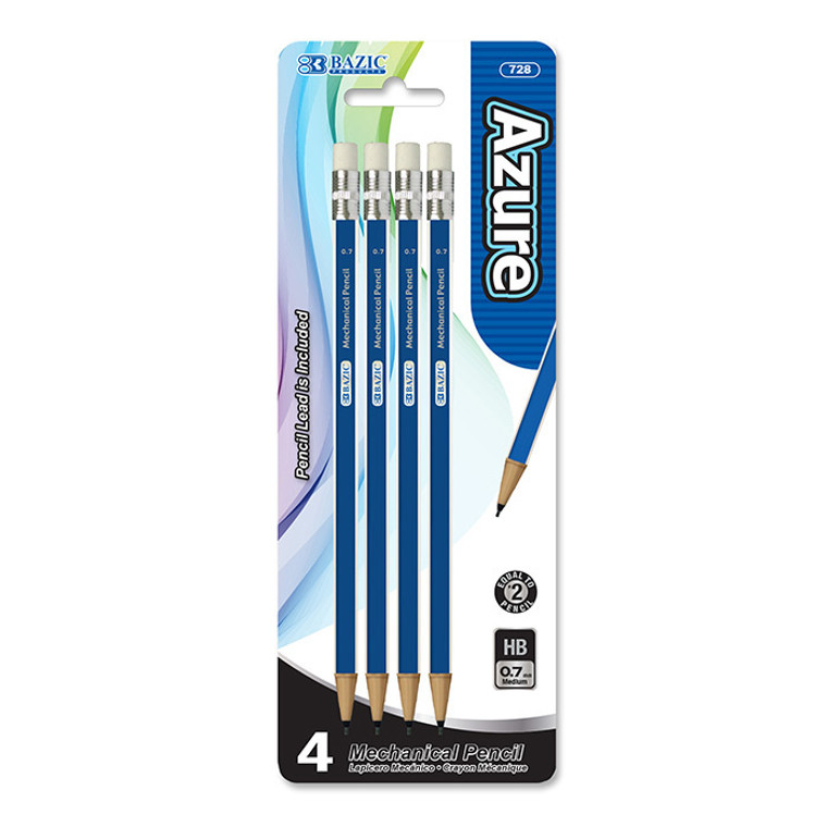 BAZIC Azure 0.7 mm Mechanical Pencil (4/Pack)