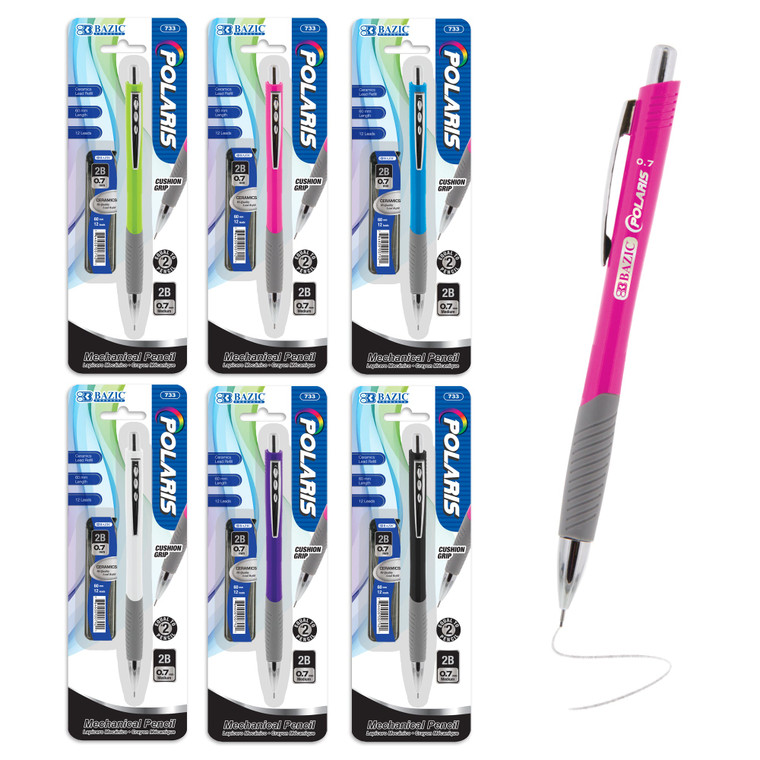 BAZIC Polaris 0.7 mm Mechanical Pencil w/ Ceramics High-Quality Lead, 24 units per case