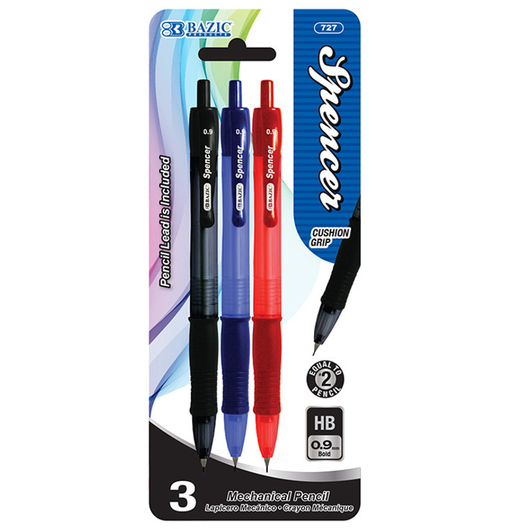 BAZIC Spencer 0.9 mm Mechanical Pencil (3/Pack)