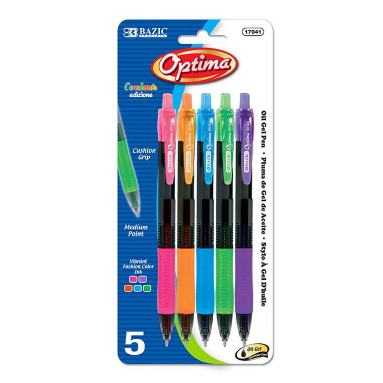 BAZIC 5 Color Optima Oil-Gel Ink Retractable Pen