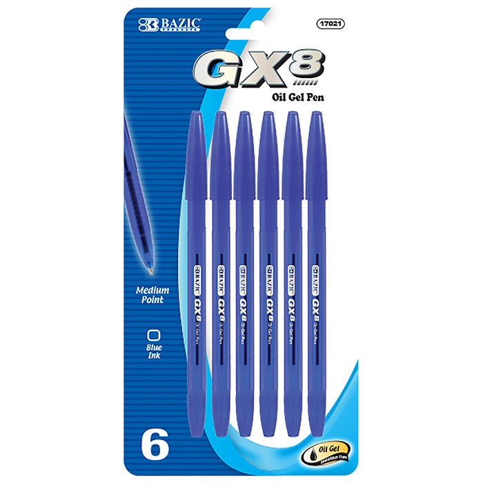 BAZIC GX-8 Blue Oil-Gel Ink Pen (6/Pack)