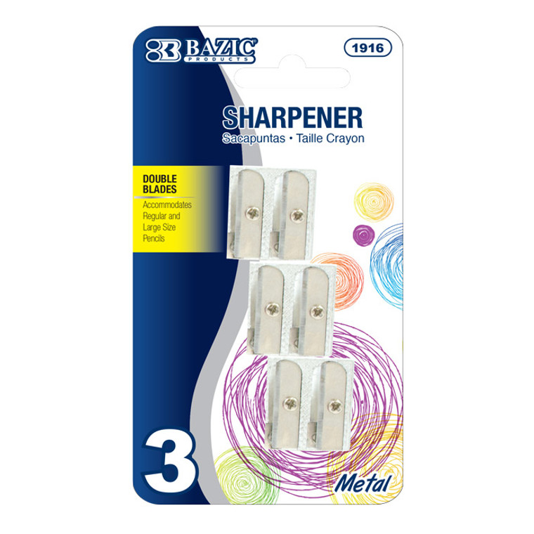 BAZIC Dual Blades Metal Pencil Sharpener (3/Pack)