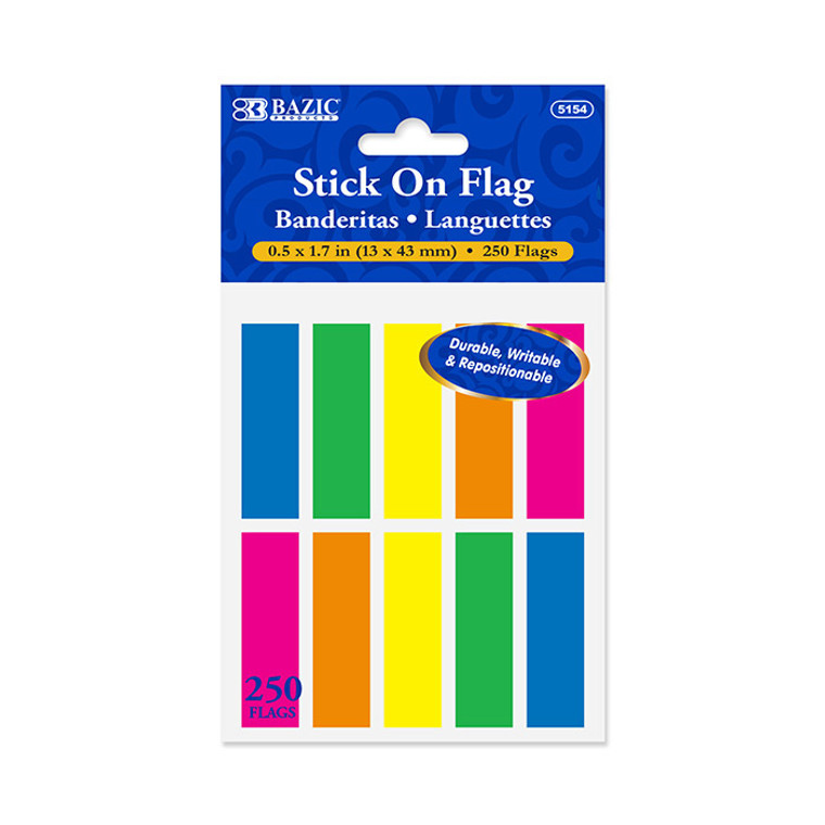 BAZIC 25 Ct. 0.5" X 1.7" Neon Color Coding Flags (10/Pack)