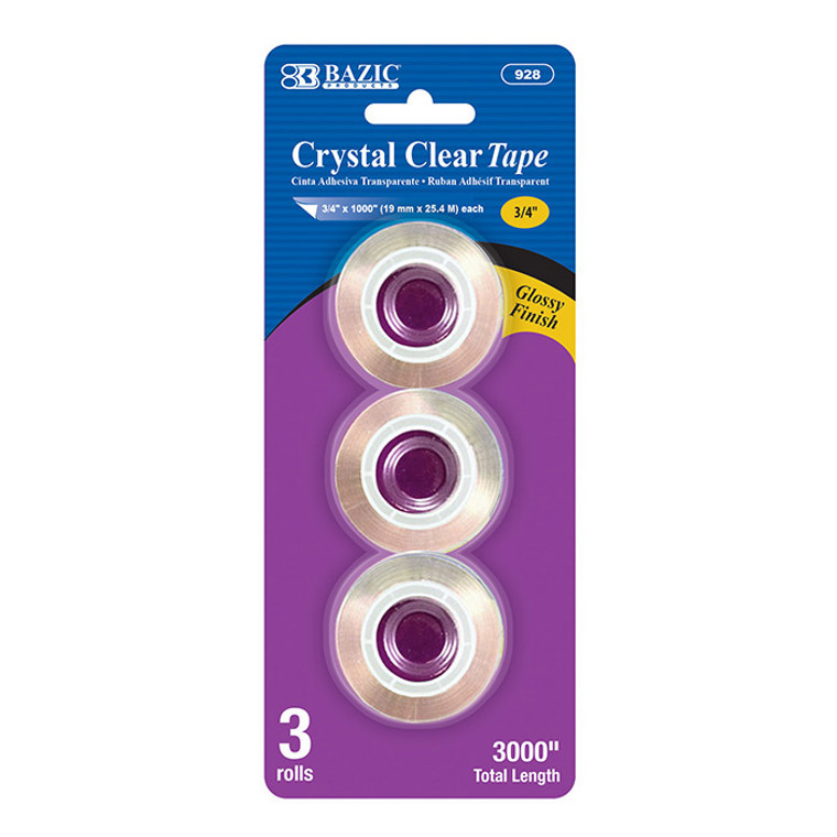 BAZIC 3/4" X 1000" Crystal Clear Tape Refill (3/Pack)