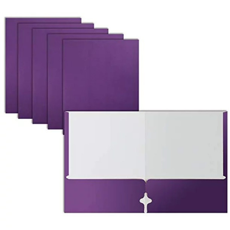 2 Pocket Folders No Holes Purple in Display
