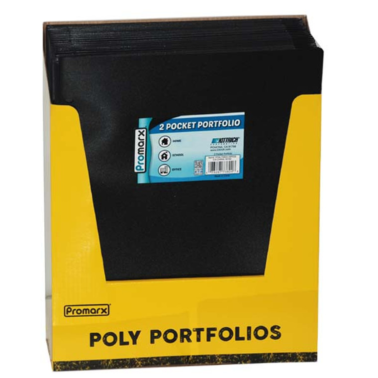 Promarx Black 2-Pocket Poly Portfolio Folder