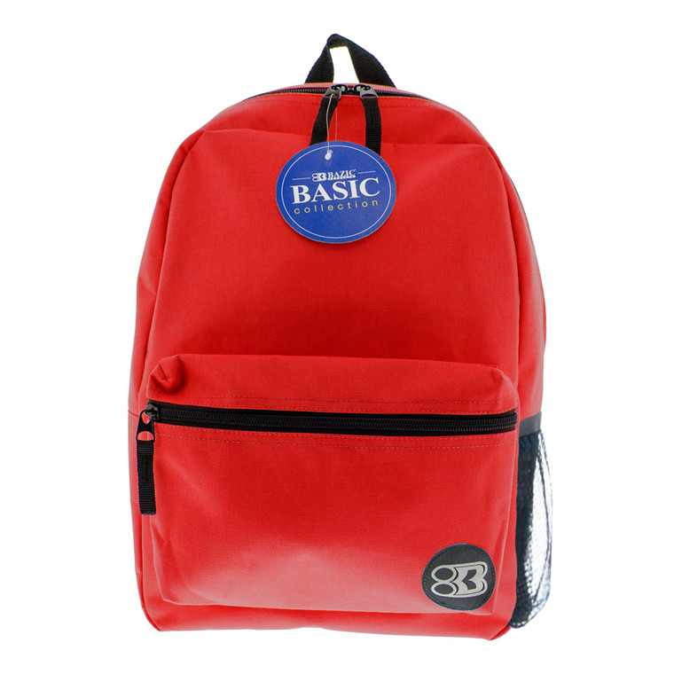 BAZIC 16" Basic Red Backpack, 12 units per case