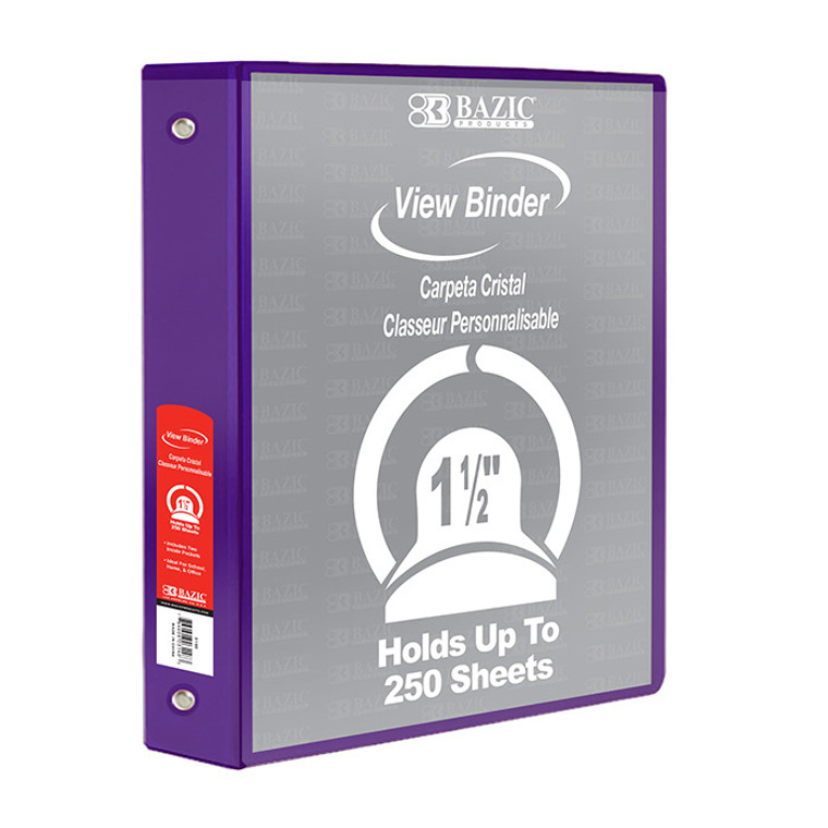 BAZIC 1.5" Purple 3-Ring View Binder w/ 2-Pockets