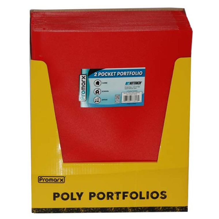 Promarx Red 2-Pocket Poly Portfolio Folder