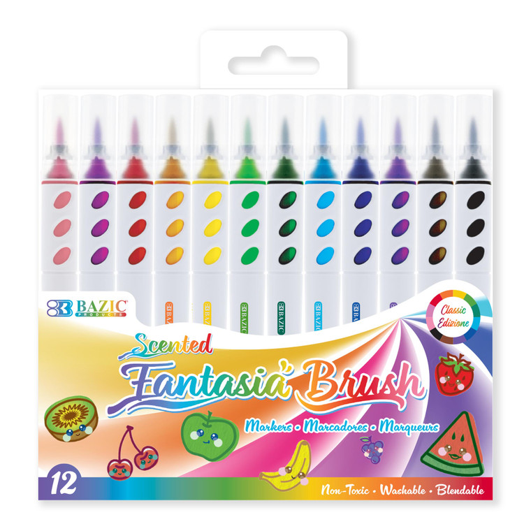 BAZIC 12 Colors Scented Brush Markers BAZIC 12 Colors Scented Brush Markers
