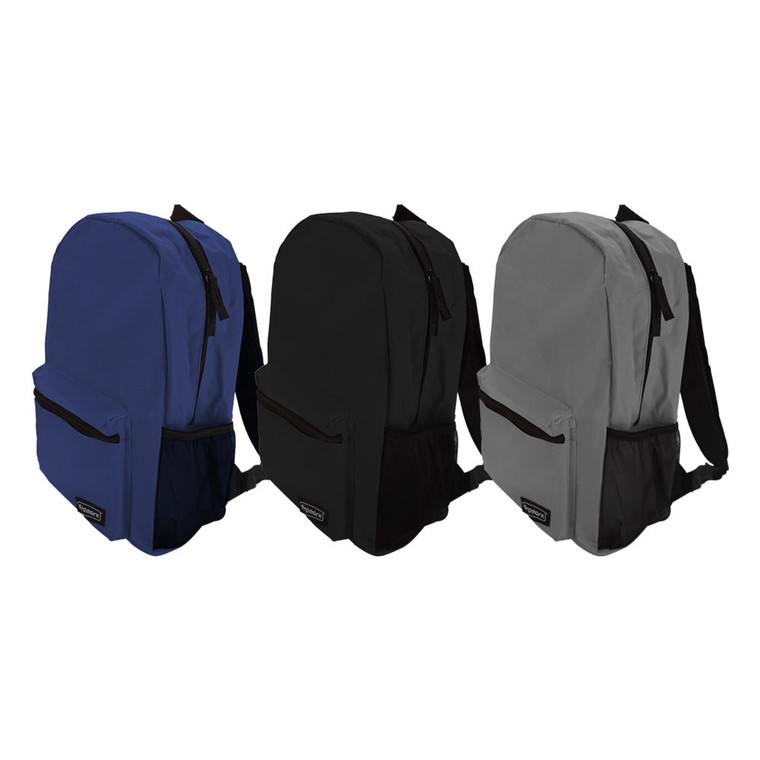 Promarx Backpack - 17 Inch with Side Net, 3 Assorted Colors (Black, Blue, Grey)