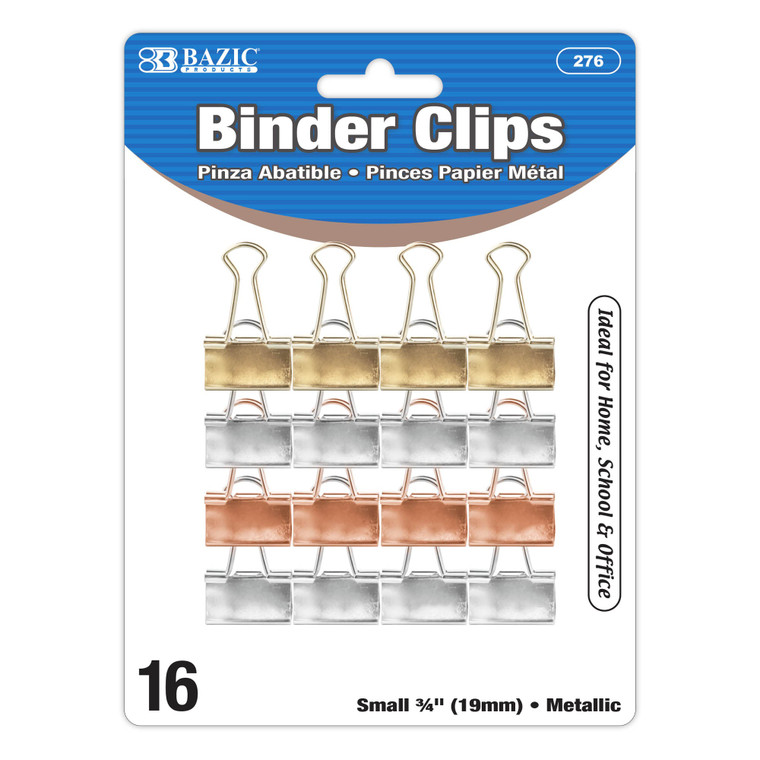 Small 3/4 Inch Metallic Binder Clips 16 Pack, 24 units per case