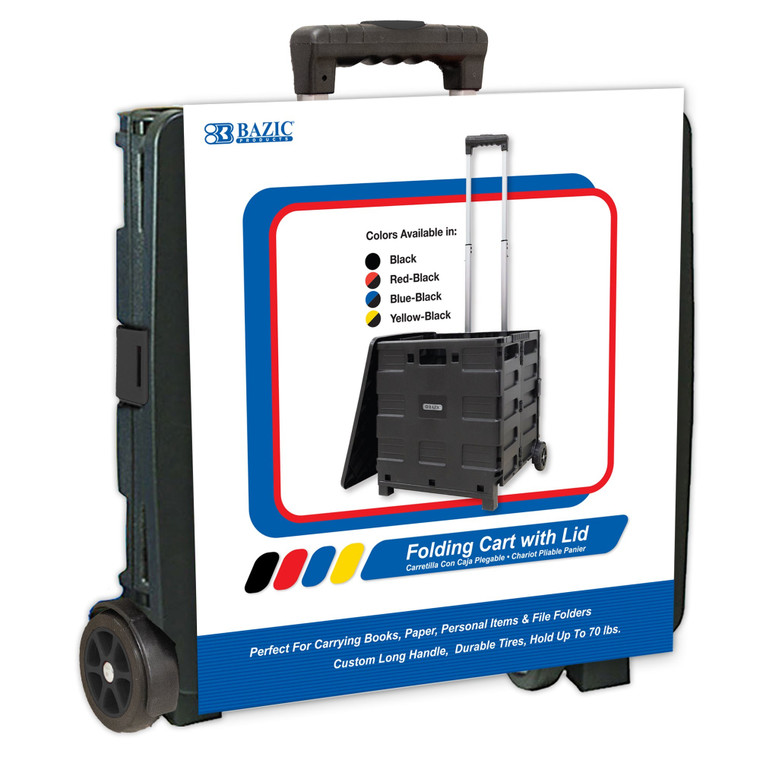 16x18x15 Inch Black Folding Cart on Wheels with Lid, 3 units per case