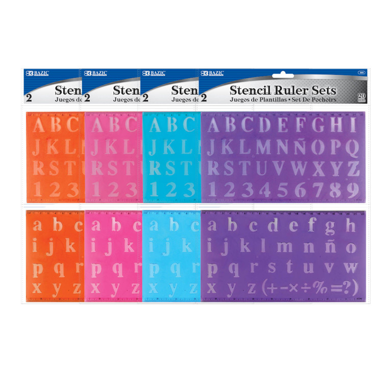 20mm Lettering Stencil Ruler Set 2 Pack, 24 units per case