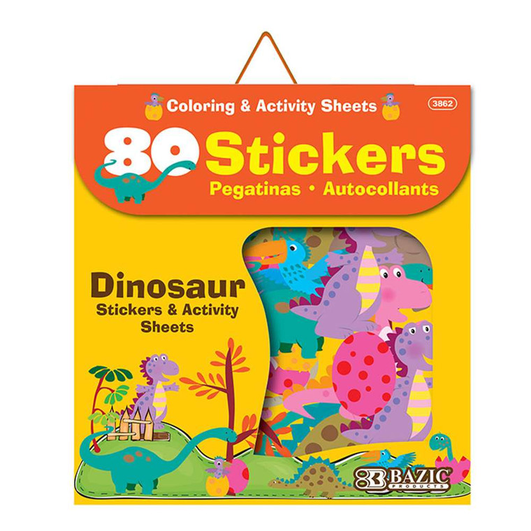 Dinosaur Series Assorted Stickers - 80 Pack for Kids, 24 units per case