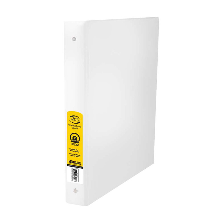 White 1" 3-Ring Binder with 2 Pockets, Archival Safe, 24 units per case