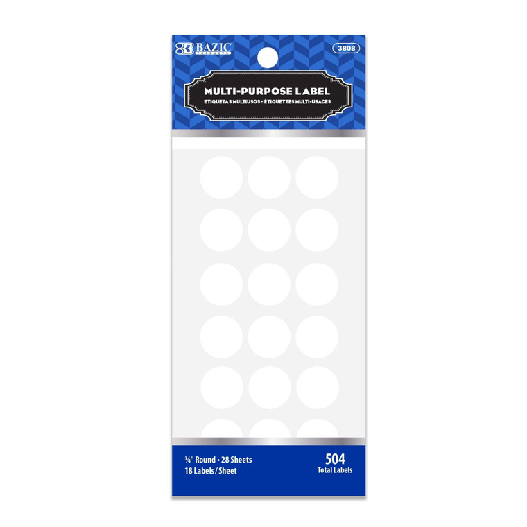White Round Labels 3/4 inch (504 Pack), 24 units per case