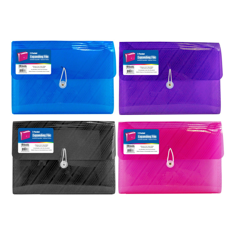 Translucent 7-Pocket Expanding File - A4/Letter with Tabs, 12 units per case