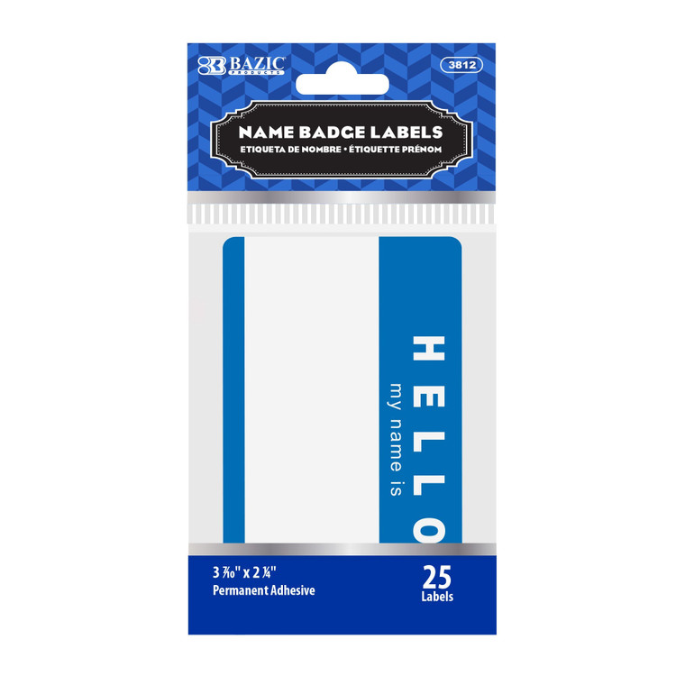 Hello My Name Is Name Badge Labels 3.7x2.25 inch (25 Pack), 24 units per case