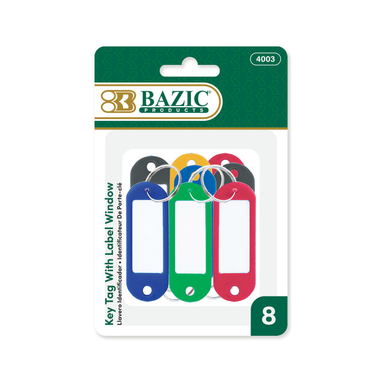 Key Tags with Label Window 8-Pack Colors, 24 units per case