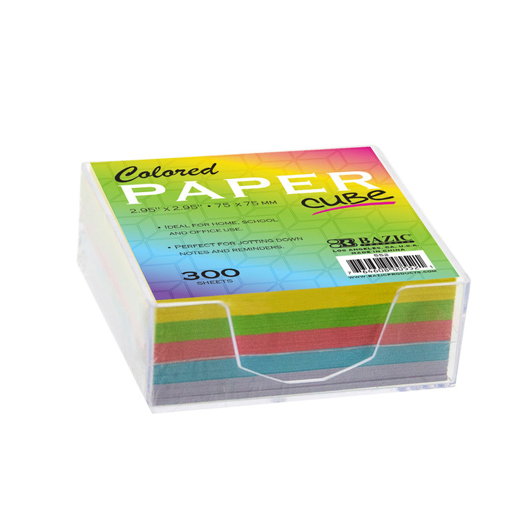 Color Paper Cube with Tray, 3x3 Inches, 300 Sheets, 36 units per case