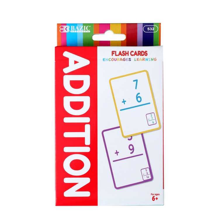 Addition Flash Cards (36 Pack) - Basic Math Practice for Kids, 24 units per case