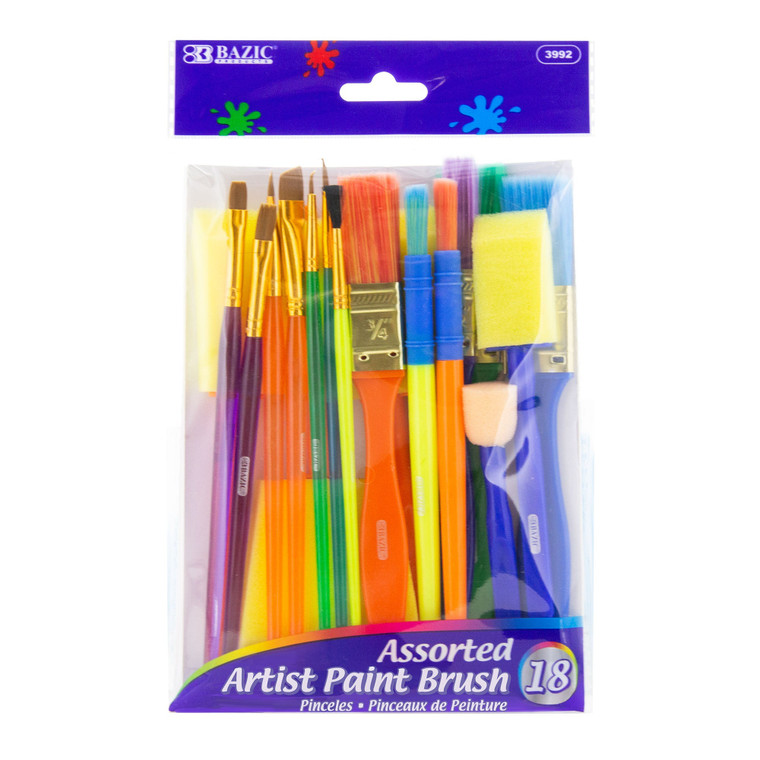 18-Piece Artist Paint Brush Set with Foam, 12 units per case