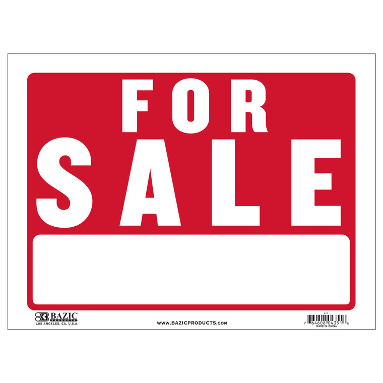 12x16 Inch For Sale Sign - Durable Weatherproof Yard Banner, 24 units per case