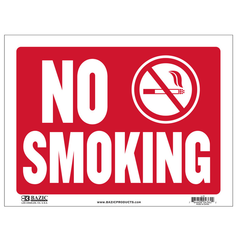 12x16 Inch No Smoking Sign - Durable Weatherproof Indoor/Outdoor, 24 units per case