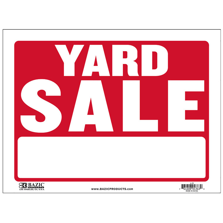 12x16 Inch Yard Sale Sign - Durable Weatherproof Banner, 24 units per case