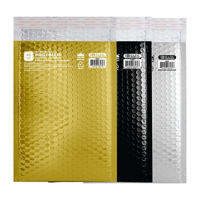 6x9.25 Metallic Bubble Mailers (#0), 48 units per case