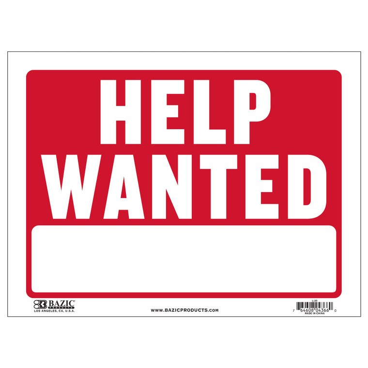 12x16 Inch Help Wanted Sign - Durable Weatherproof Yard Banner, 24 units per case