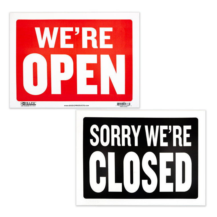 12x16 Inch Open Sign with Closed Sign on Back - Durable Banner, 24 units per case