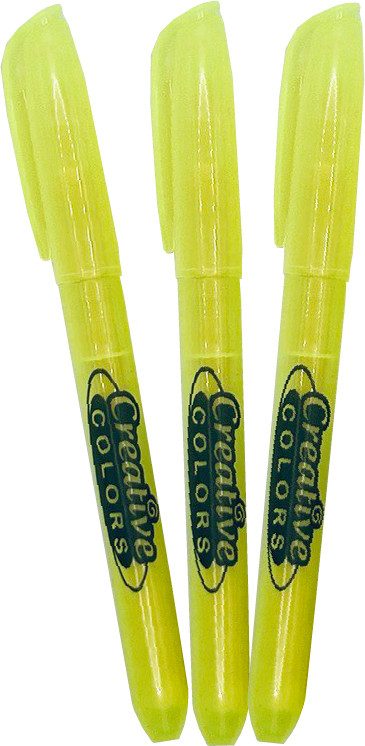 Creative Colors Pen Style Highlighters, Fluorescent Yellow, Chisel Tip, Bulk Case Pack, 144 units per case