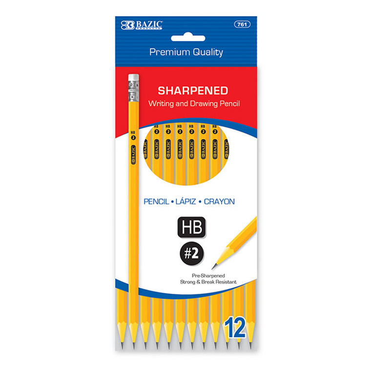 No.2 (HB) Yellow Pre-Sharpened Writing and Drawing Pencils, 12 Per Pack