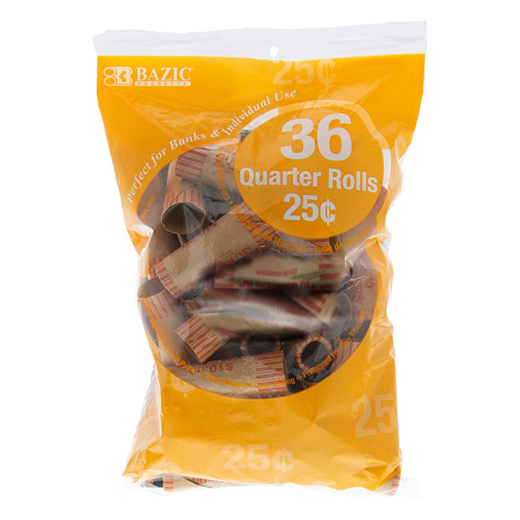 Quarter Coin Wrappers, 25 Cent Wrappers, 36 Per Pack