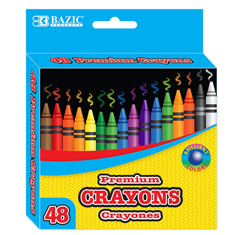 Premium Multicolored Crayons, 48 Per Box