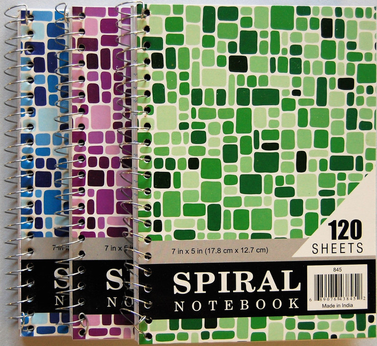 5" x 7" Spiral Bound Multicolor Notebooks, 120 Sheets
