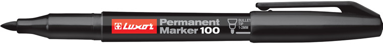 Luxor Black Permanent Marker with Bullet Tip, 12 Per Box