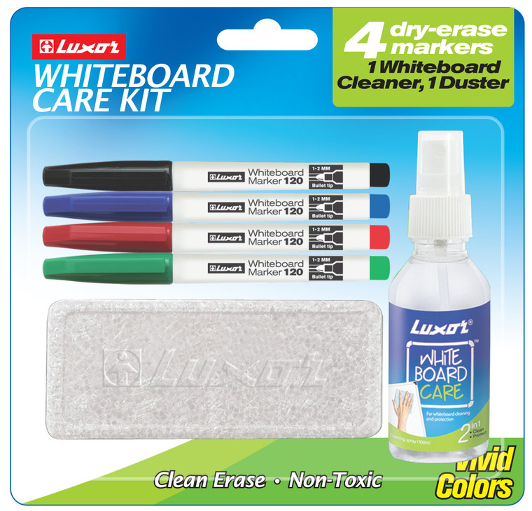 Luxor Whiteboard Care Kit (Markers, Cleaner, Duster)