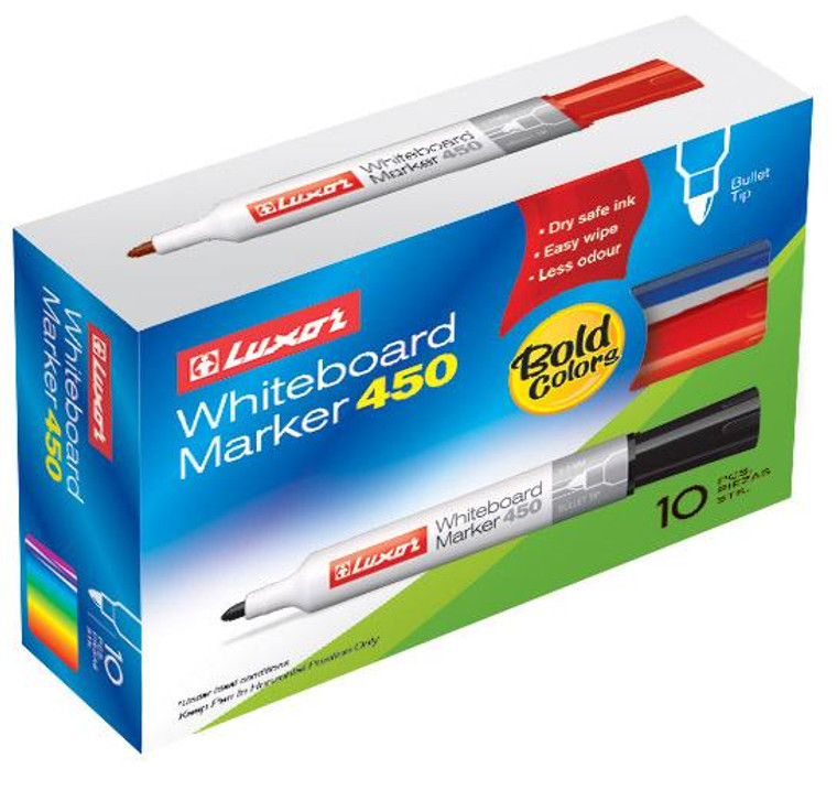 Luxor Jumbo White Board Marker Multicolor (10 Pack Box)