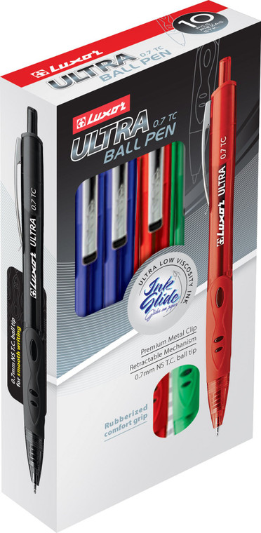 10 Luxor Ultra Multicolored Retractable Ball Tip Pens