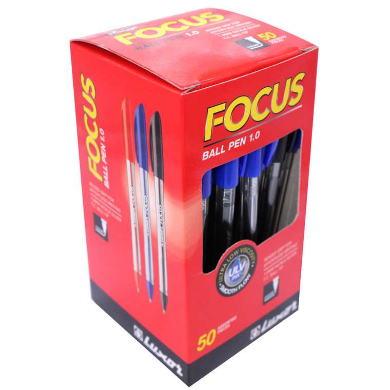 Luxor Focus Multicolored Ball Tip Pens (50 Pack Box)