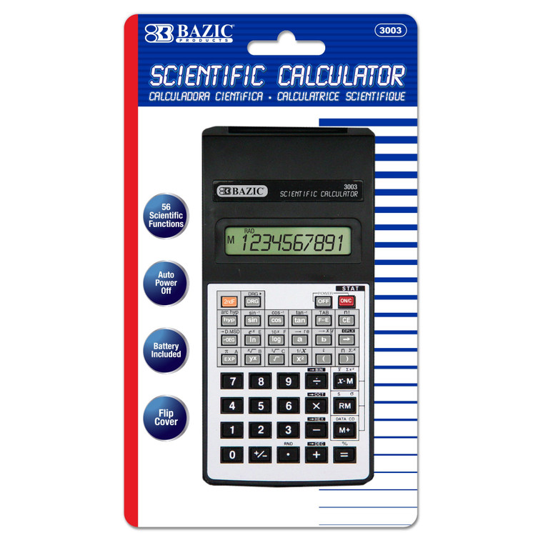 BAZIC 56 Function Scientific Calculator with Flip Cover, 12 units per case
