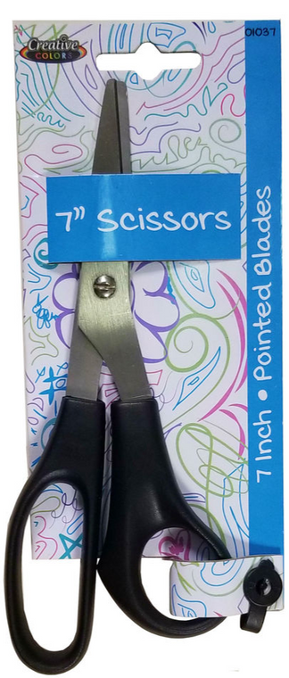 Creative Colors Scissors - 7 Inch - Pointed Tip - Black