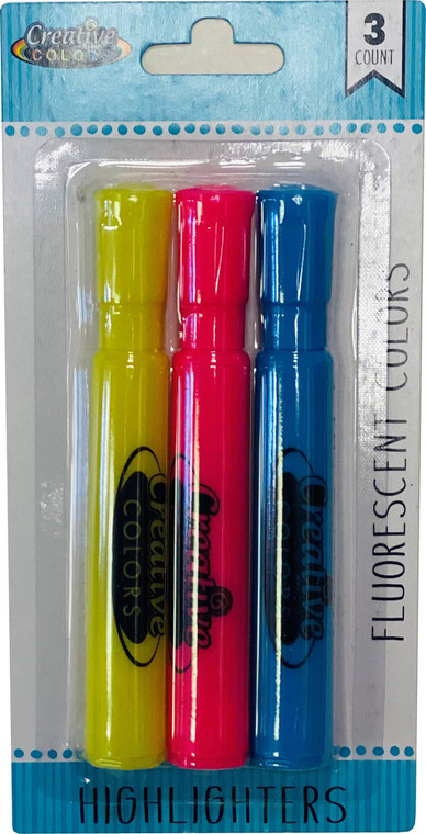 Highlighters - 3 Ct - Broad Chisel Tip - Assorted Colors