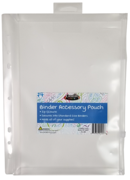 Clear Poly Binder Accessory Pouch - Zip Closure - 11.5 X 8 Inch
